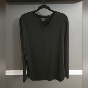 Cuts Clothing AO Henley Curve Hem longsleeve- Black